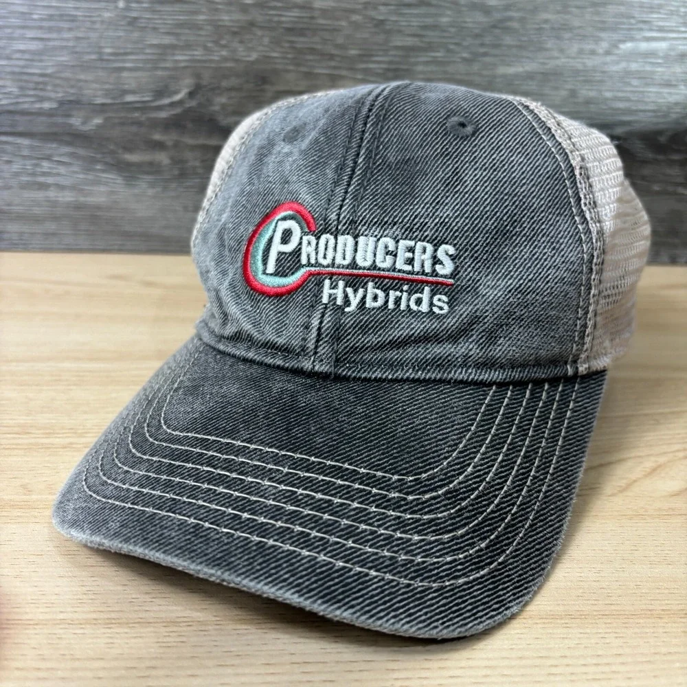 Producers Hybrids Hat Cap Strap Back Gray Farming Seed One Size‎ Adjustable